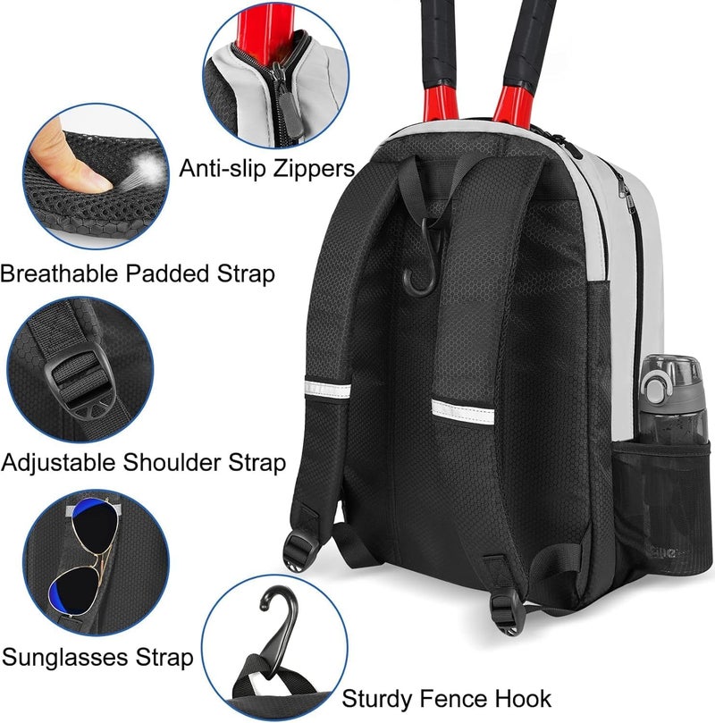 Ytonet Tennis Bag Tennis Backpack for Women Men 2 Rackets with Insulated Pocket Ventilated Shoe Compartment - Image 5